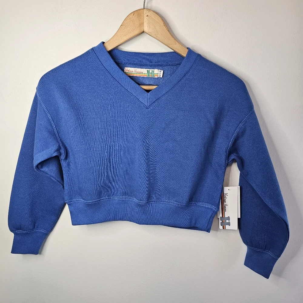 NWT Vintage Havana Girls Ace Ace Baby Cropped V-Neck Sweatshirt Size 7/8
